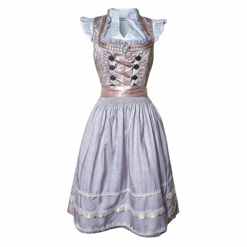 New S Oktoberfest Lavender Purple Jacquard Dirndl Dress Bavarian German